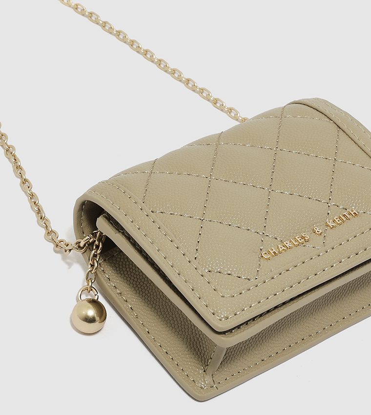 Sand Micaela Quilted Card Holder, CHARLES & KEITH