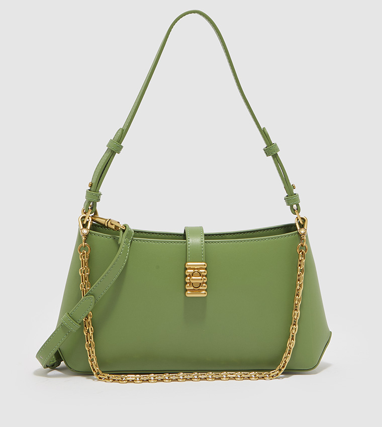 Buy Charles Keith Nova Chain Handle Shoulder Bag In Green