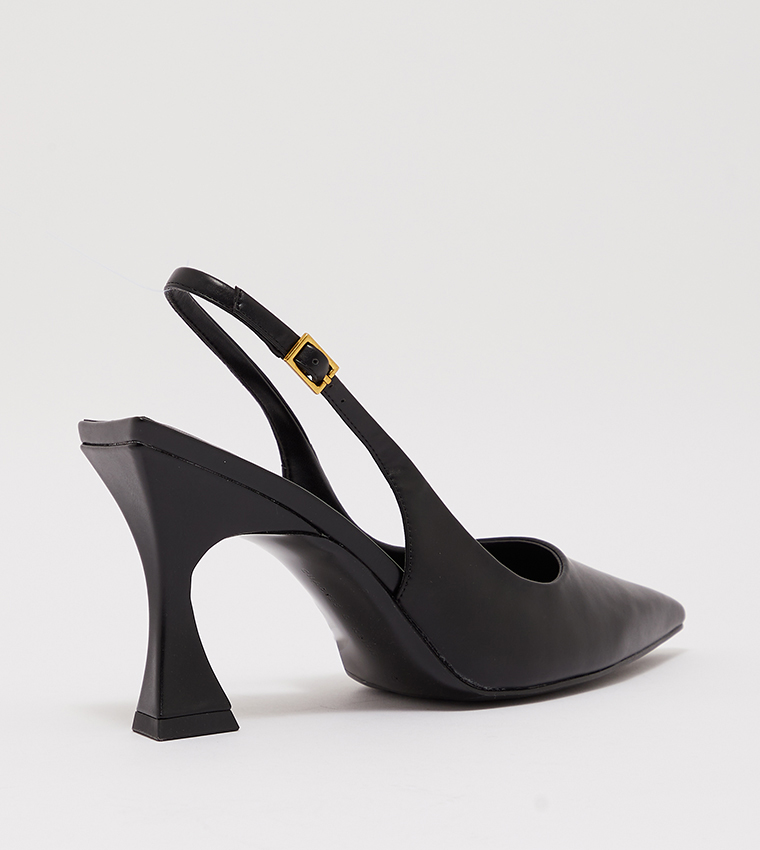 Buy Charles & Keith Sculptural Heel Slingback Pumps In Black ...