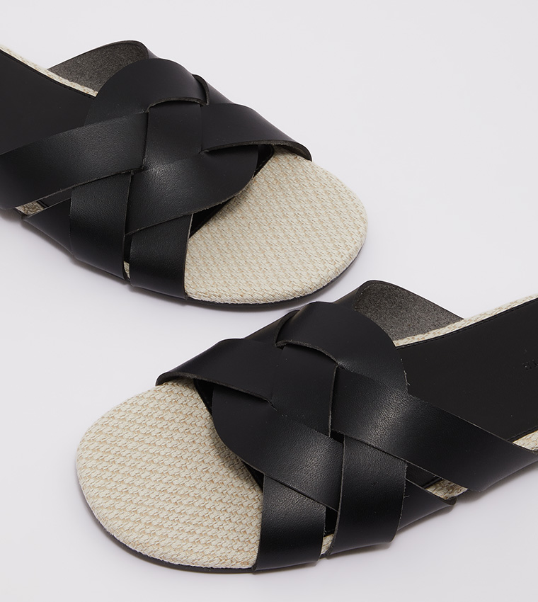 Buy Charles u0026 Keith Woven Slide Sandals In Black | 6thStreet UAE