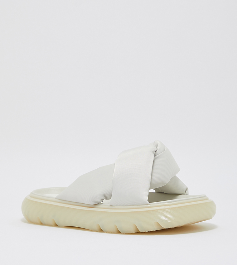 Buy Charles Keith Odessa Nylon Slide Sandals In White