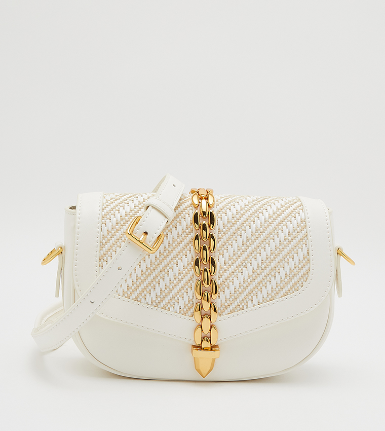 Pieces PCCELINA CROSSBODY - Handbag - off-white 