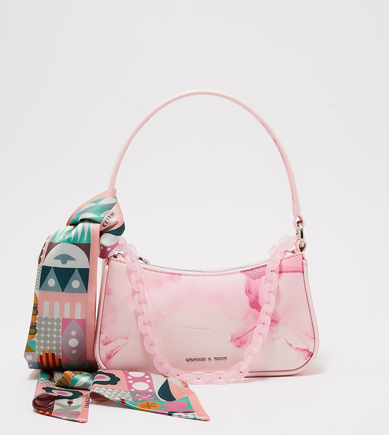 Buy Charles & Keith Alcott Scarf Chain Link Shoulder Bag In Pink