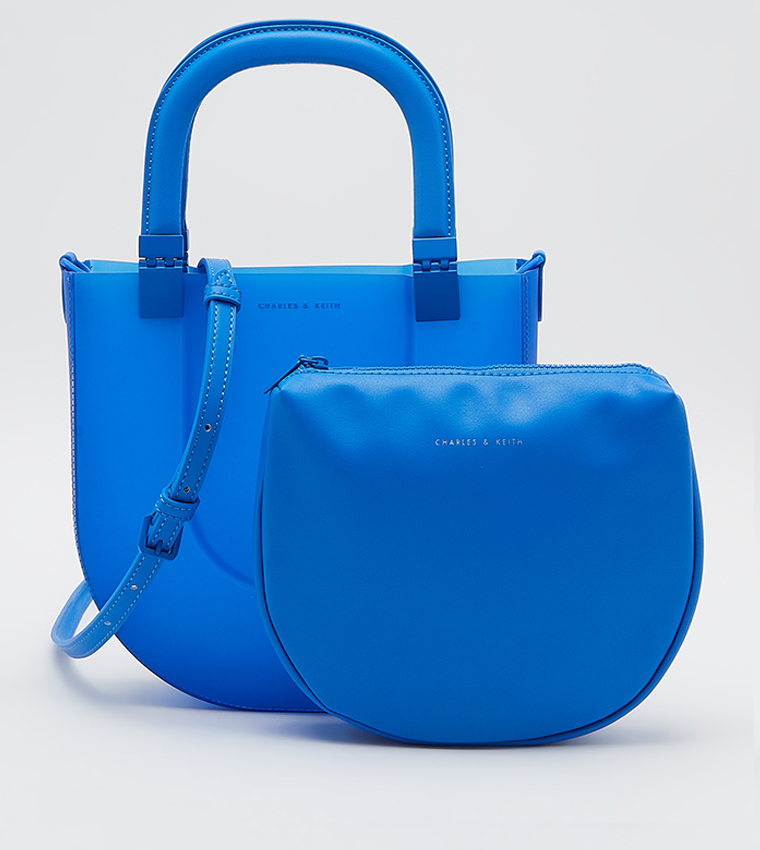 Buy Charles & Keith Curved Tote Bag In Blue
