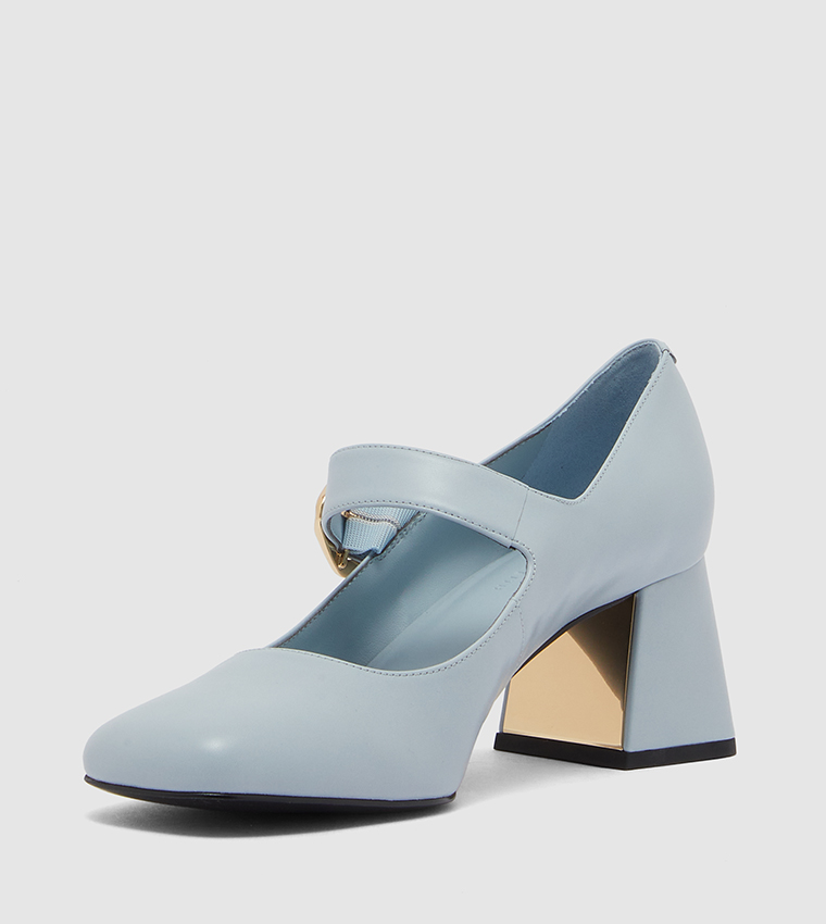 Charles & Keith Chunky Mary Janes in Light Blue