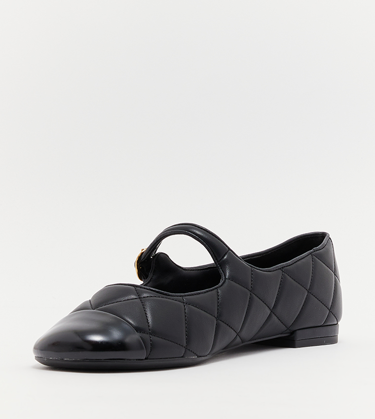 Toe-Cap Quilted Mary Jane Shoes