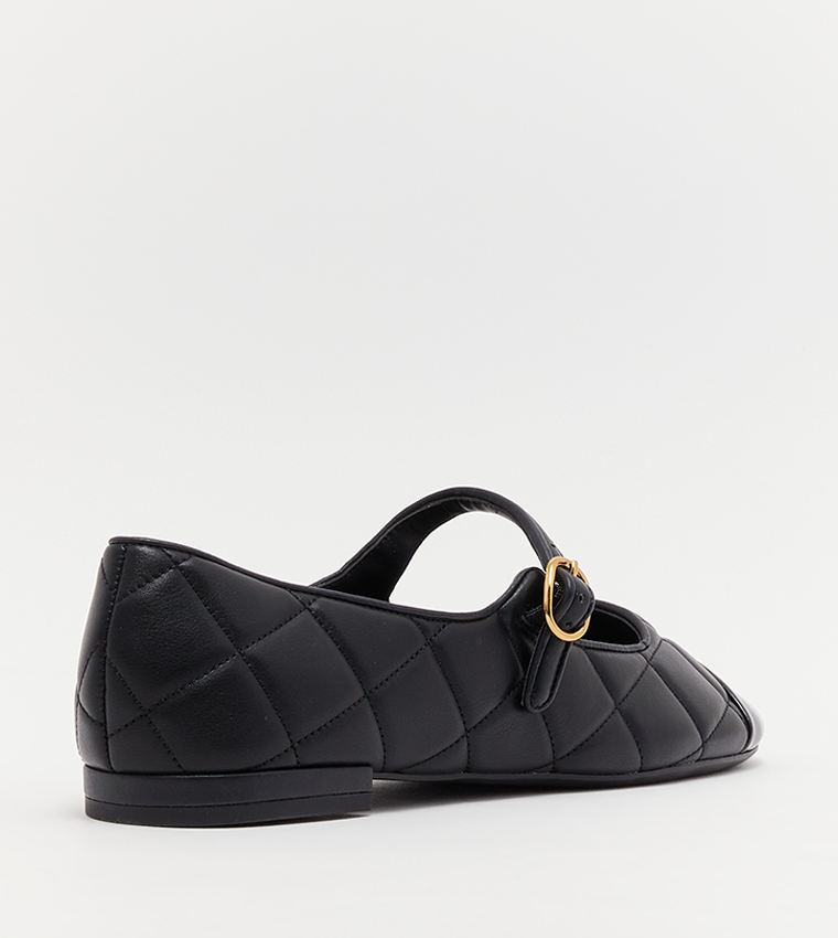 Toe-Cap Quilted Mary Jane Shoes
