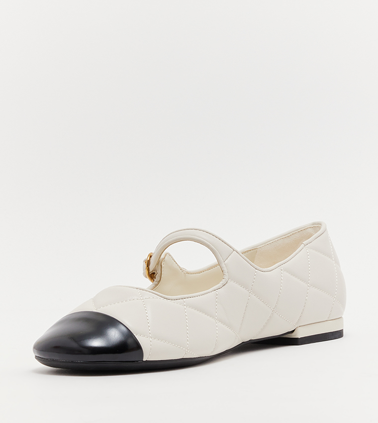 Toe-Cap Quilted Mary Jane Shoes