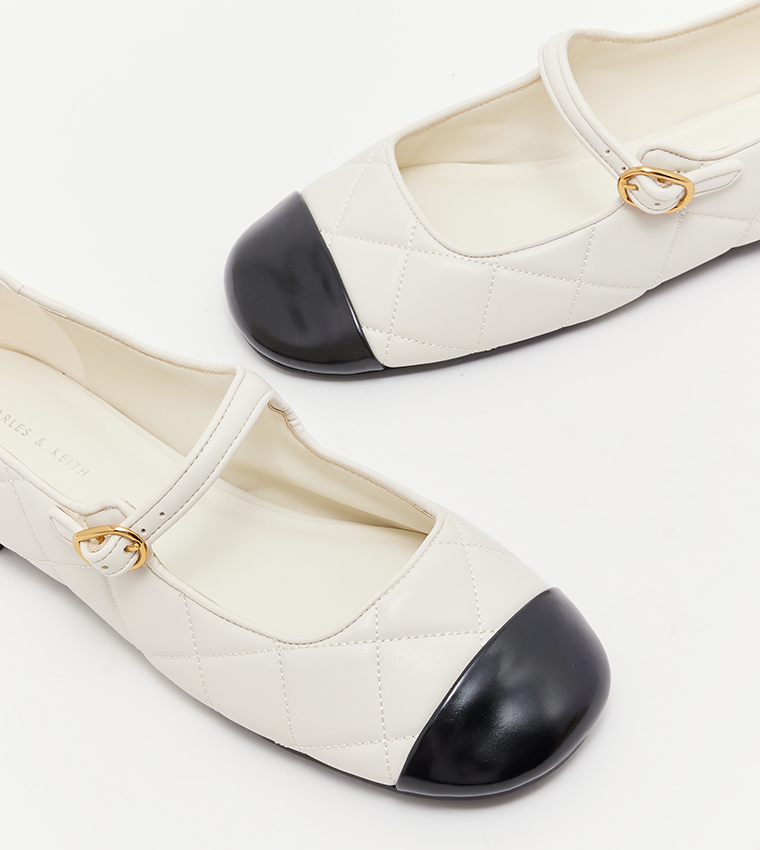 Toe-Cap Quilted Mary Jane Shoes