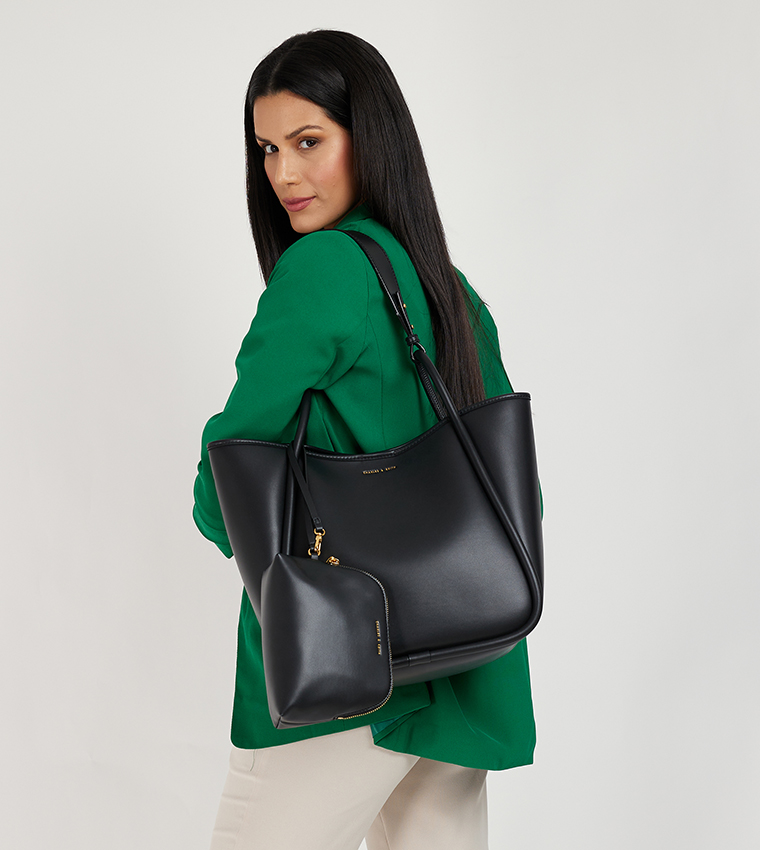 Buy Charles & Keith Slouchy Tote Bag with Pouch In Black