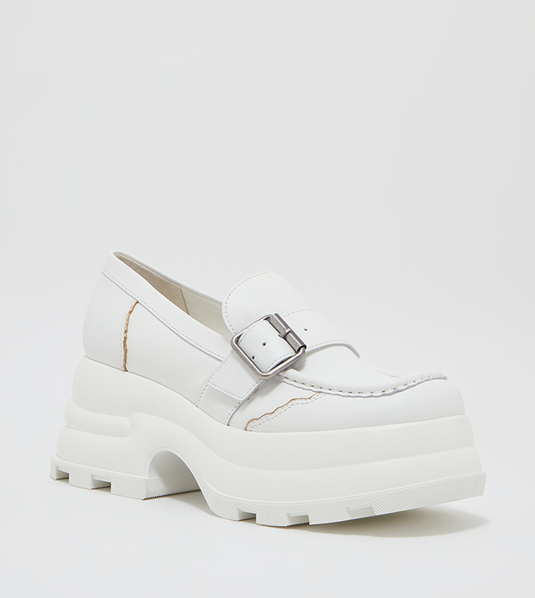Buy Charles Keith JULES Buckled Platform Loafers In White
