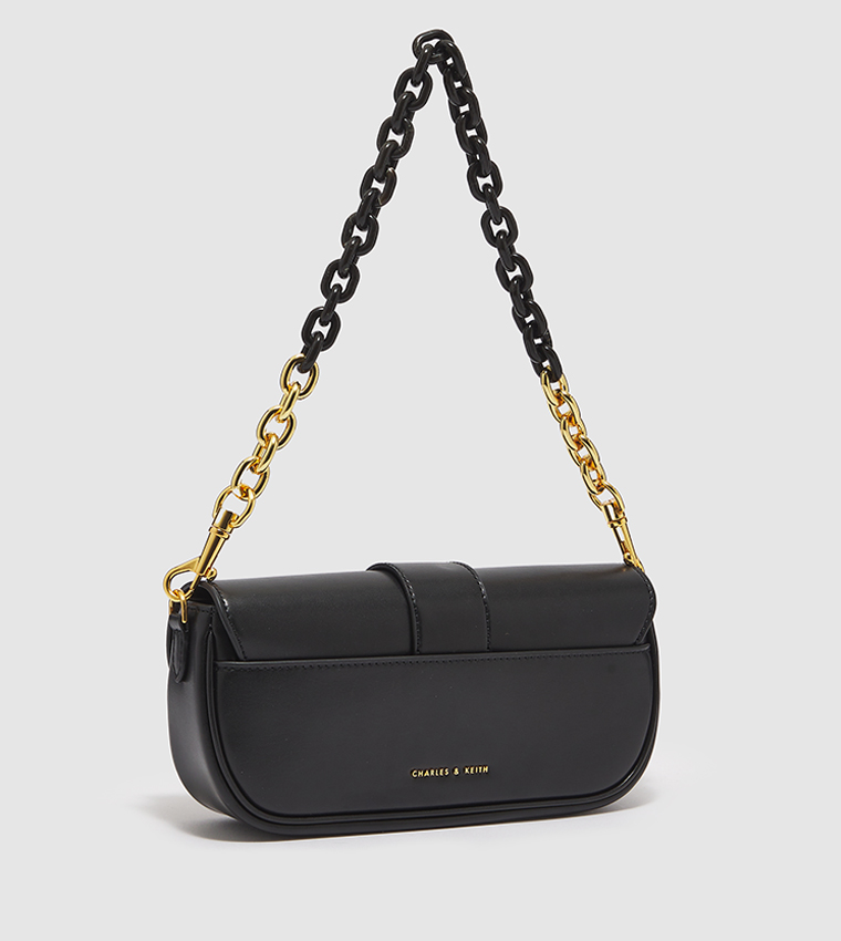 Bag Endource Chain Detail Front Flap Bag Keith Handle Crossbody