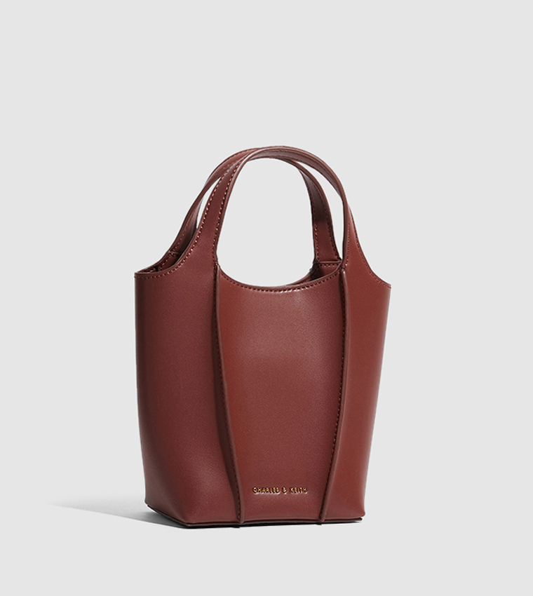 Buy Charles Keith Arlys Solid Mini Bucket Bag In Brown
