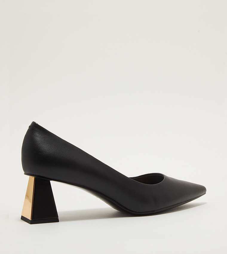 Buy Charles & Keith Trapeze Kitten Heel Pumps In Black | 6thStreet UAE