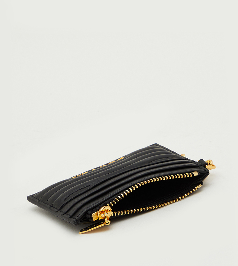 Aubrielle Stitch Detailed Cardholder with Zip Closure
