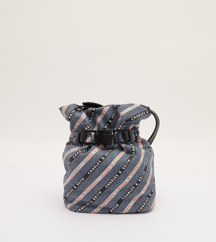 Buy Charles & Keith Dual Striped Denim Bucket Bag In Multiple