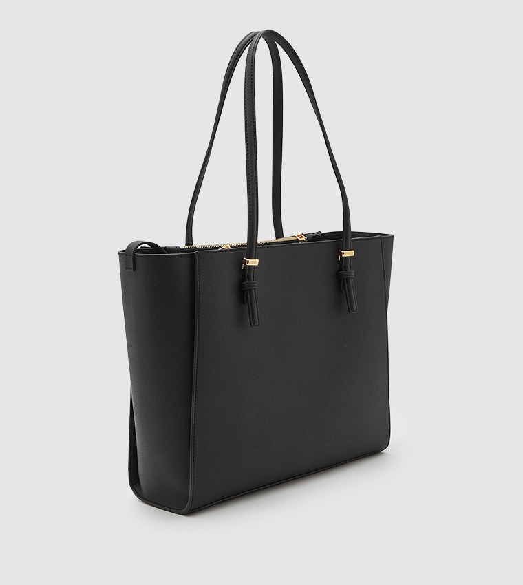 Buy Charles & Keith Textured Double Handle Tote Bag In Black | 6thStreet UAE