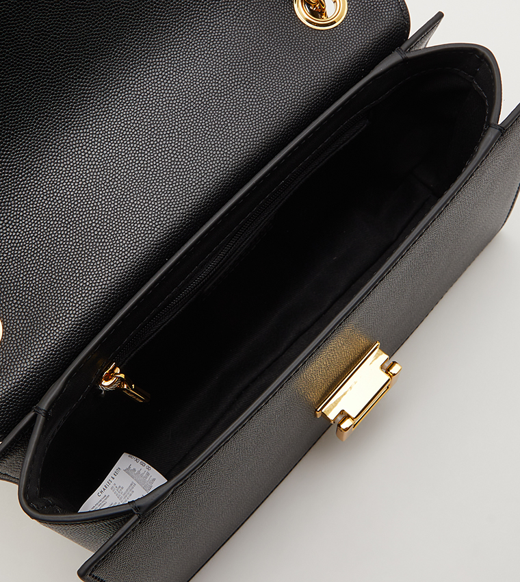 Buy Charles & Keith Metallic Accent Front Flap Shoulder Bag