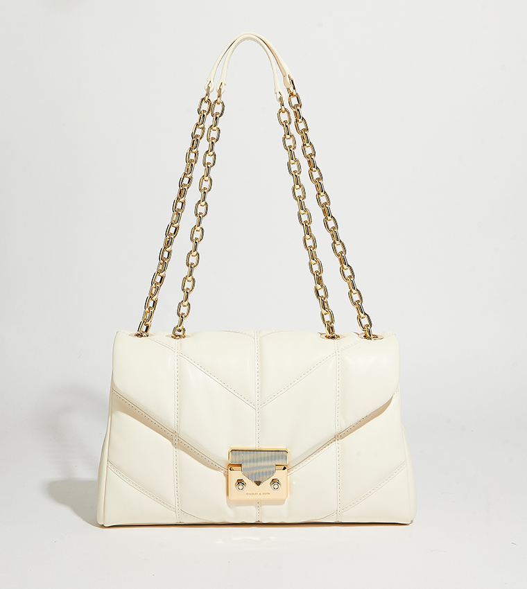 EUDORA Chevron Quilted Shoulder Bag 