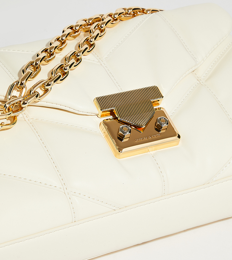 EUDORA Chevron Quilted Shoulder Bag 
