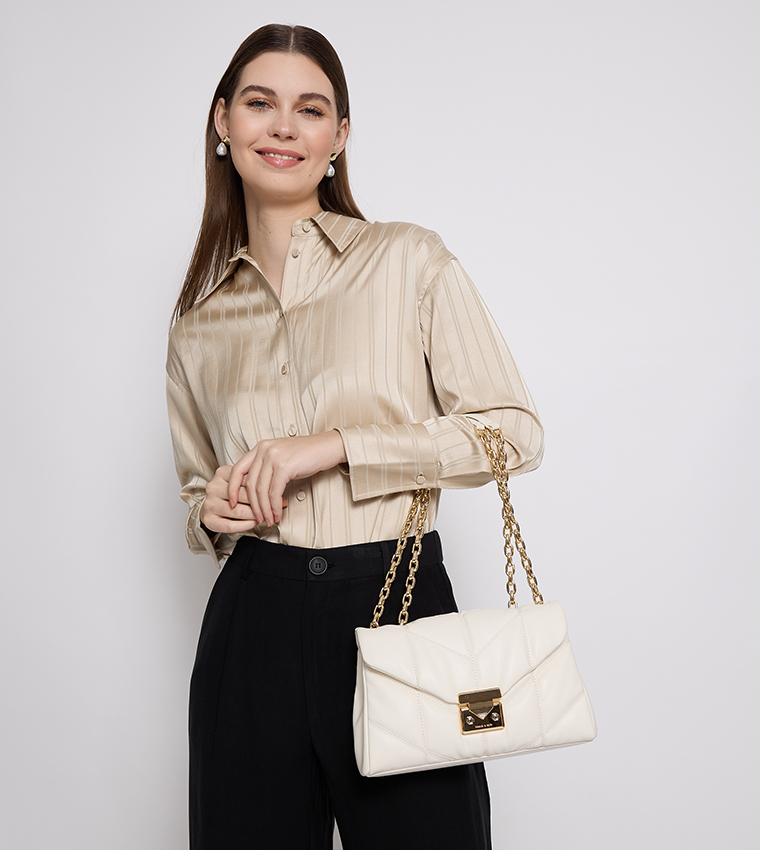 EUDORA Chevron Quilted Shoulder Bag 
