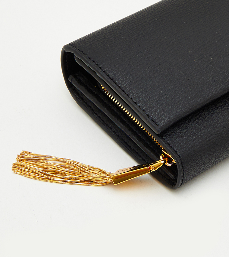 Tassel Detail Long Wallet - Black