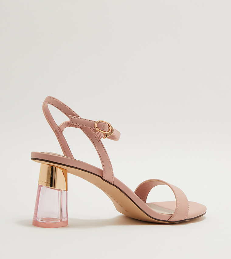 Trapeze Heel Slingback Pumps - Light Pink