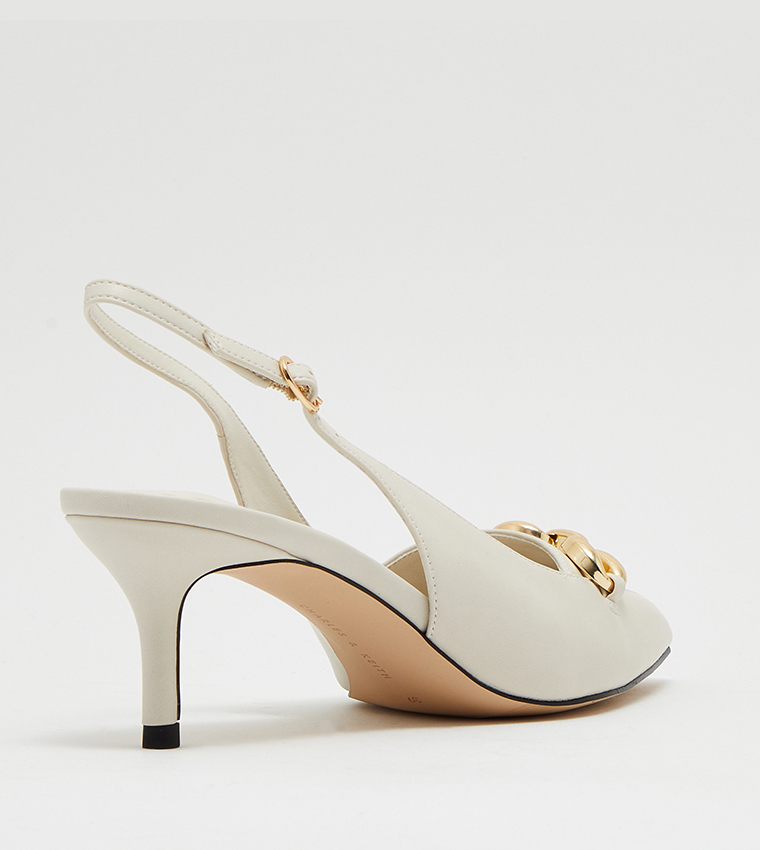 Chunky Chain Detail Slingback Pumps