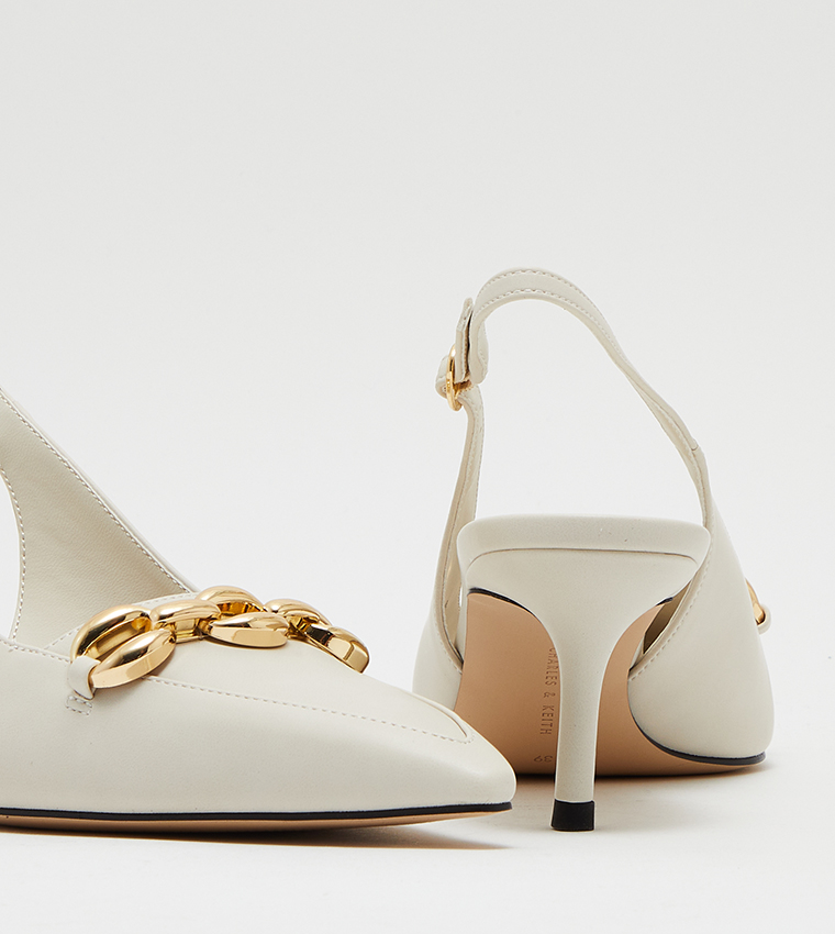 Chunky Chain Detail Slingback Pumps