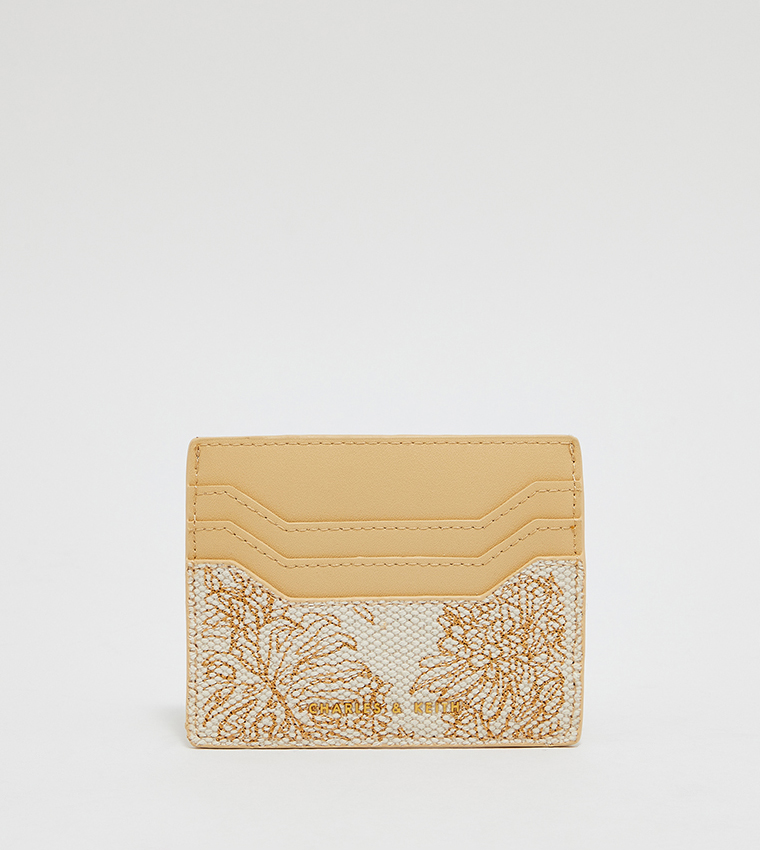 Buy Charles & Keith Floral Illustrated Canvas Card Holder In Beige