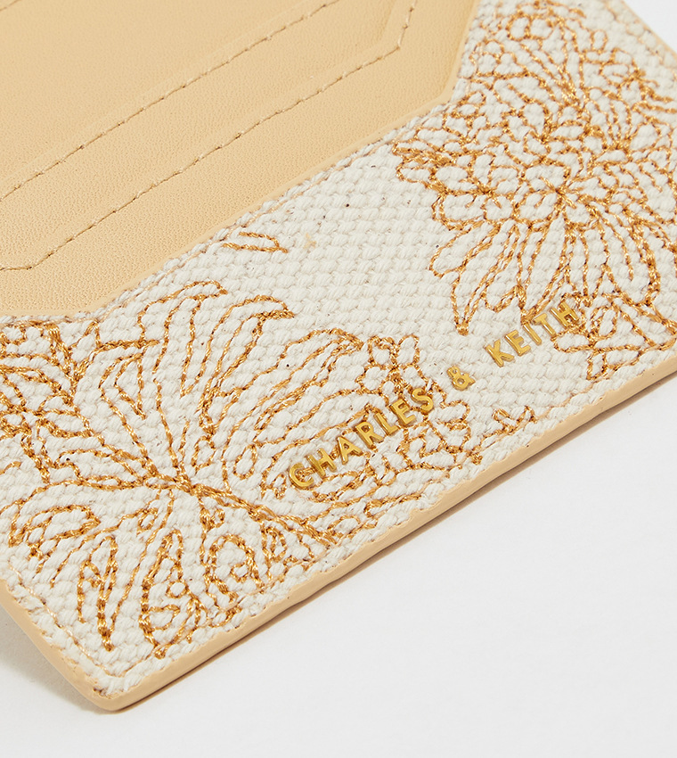 Buy Charles & Keith Floral Illustrated Canvas Card Holder In Beige