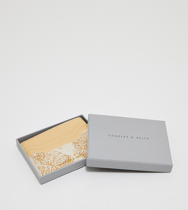 Buy Charles & Keith Floral Illustrated Canvas Card Holder In Beige