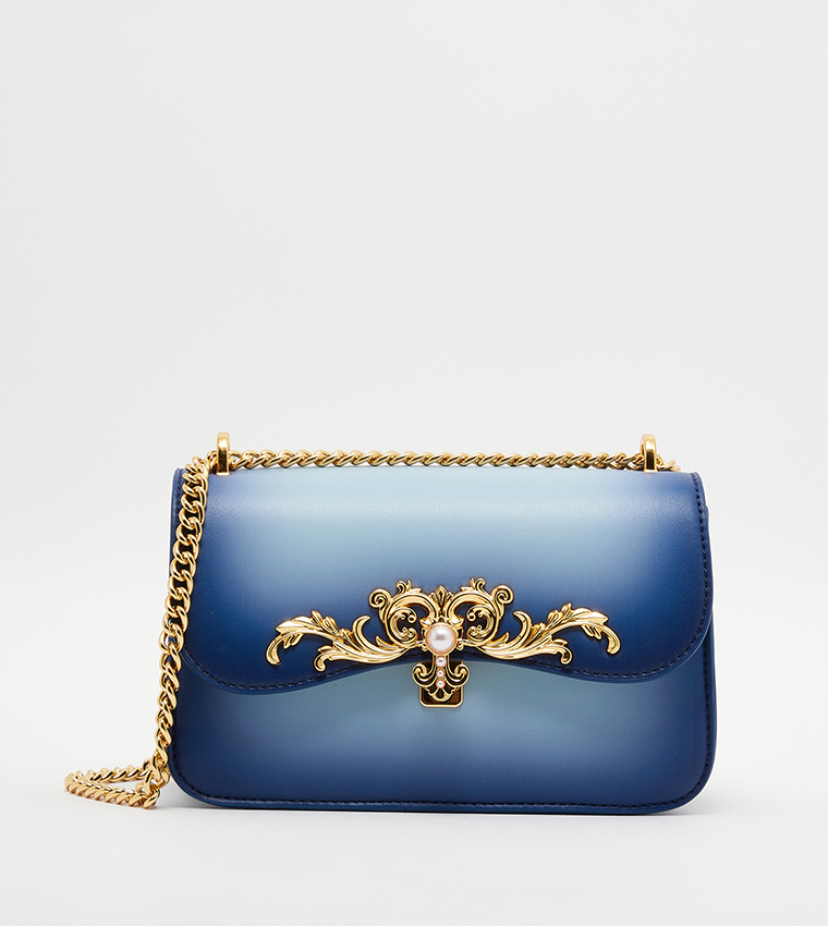 Buy Charles & Keith Merial Metallic Accent Ombre Crossbody Bag In Navy ...