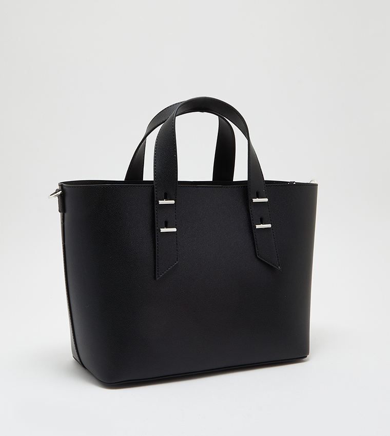Buy Charles & Keith Textured Tote Bag with Pouch In Black | 6thStreet UAE