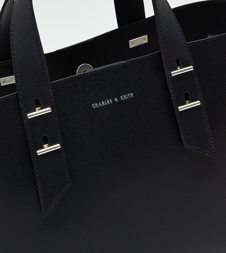 Textured Tote Bag with Pouch