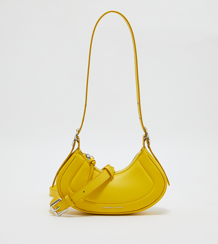 Yellow Petra Curved Shoulder Bag - CHARLES & KEITH US