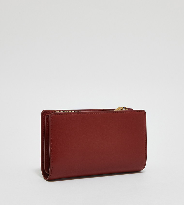 Buy Charles & Keith Snap Button Small Wallet In Burgundy | 6thStreet UAE