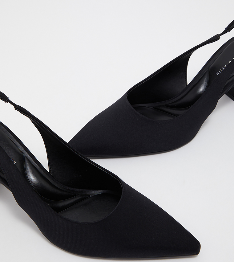 Trapeze Heel Slingback Pumps