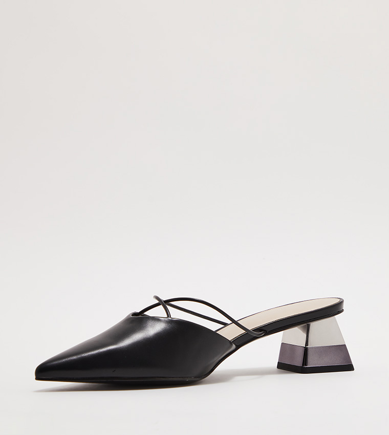 Strappy Crossover Heeled Mules 