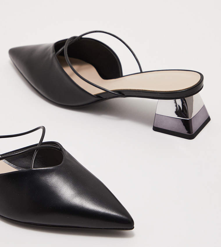 Strappy Crossover Heeled Mules 
