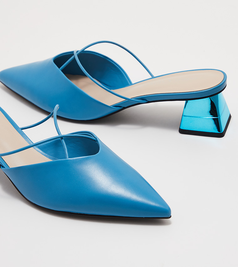 Strappy Crossover Heeled Mules 