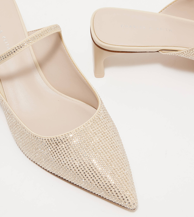 Crystal-Embellished Heeled Mules