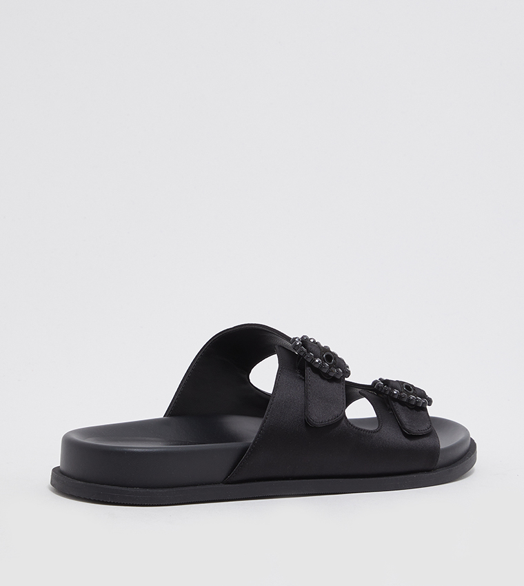 Buy Charles & Keith Gem Embellished Buckle Flat Sandals In Black ...