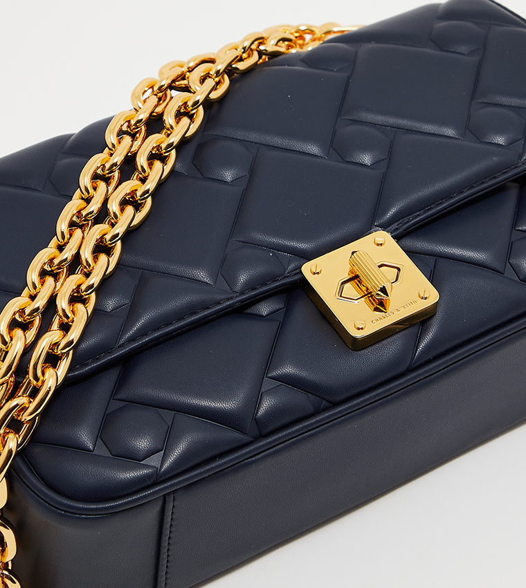 Tillie Quilted Chain Bag - Navy