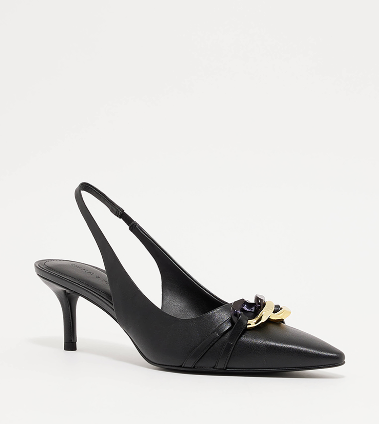 Chain-Link Accent Slingback Pumps