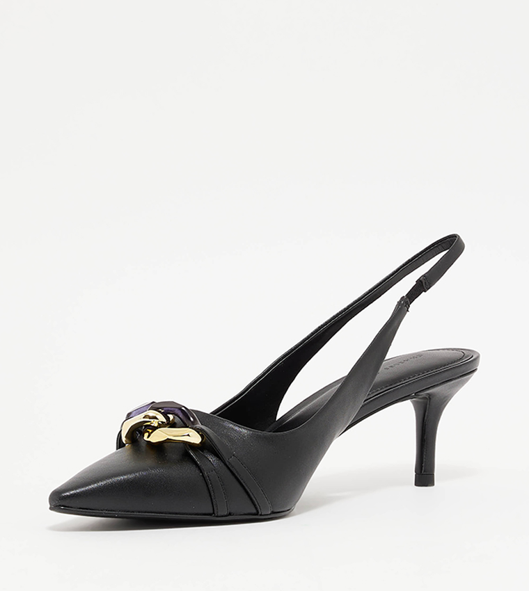Chain-Link Accent Slingback Pumps