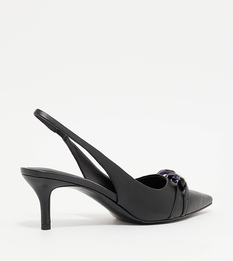 Chain-Link Accent Slingback Pumps