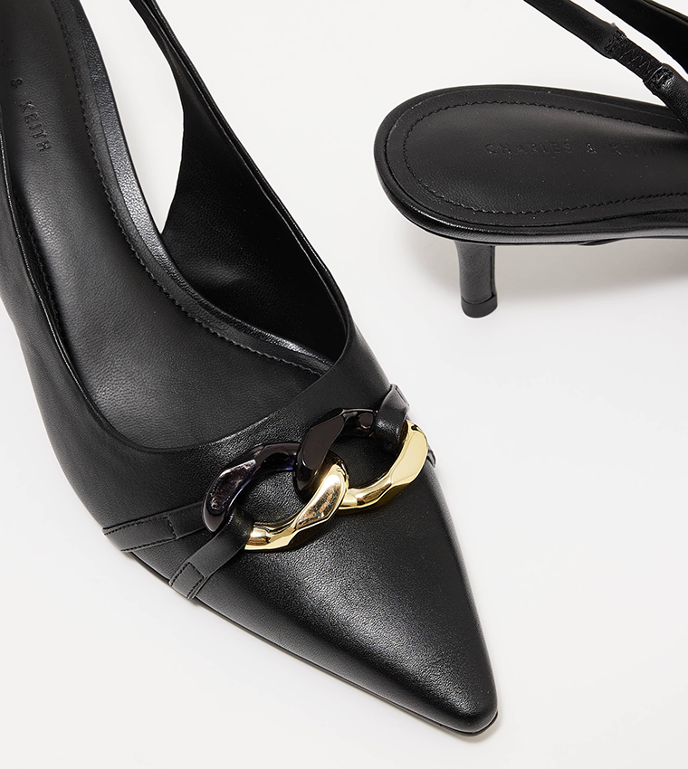 Chain-Link Accent Slingback Pumps