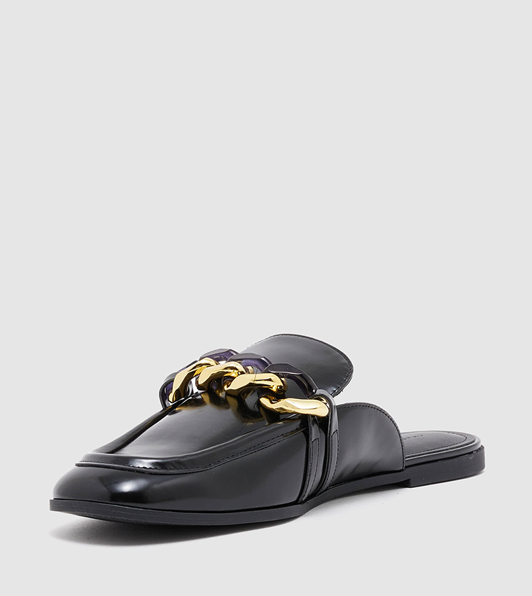 Chunky Chain-Strap Mules