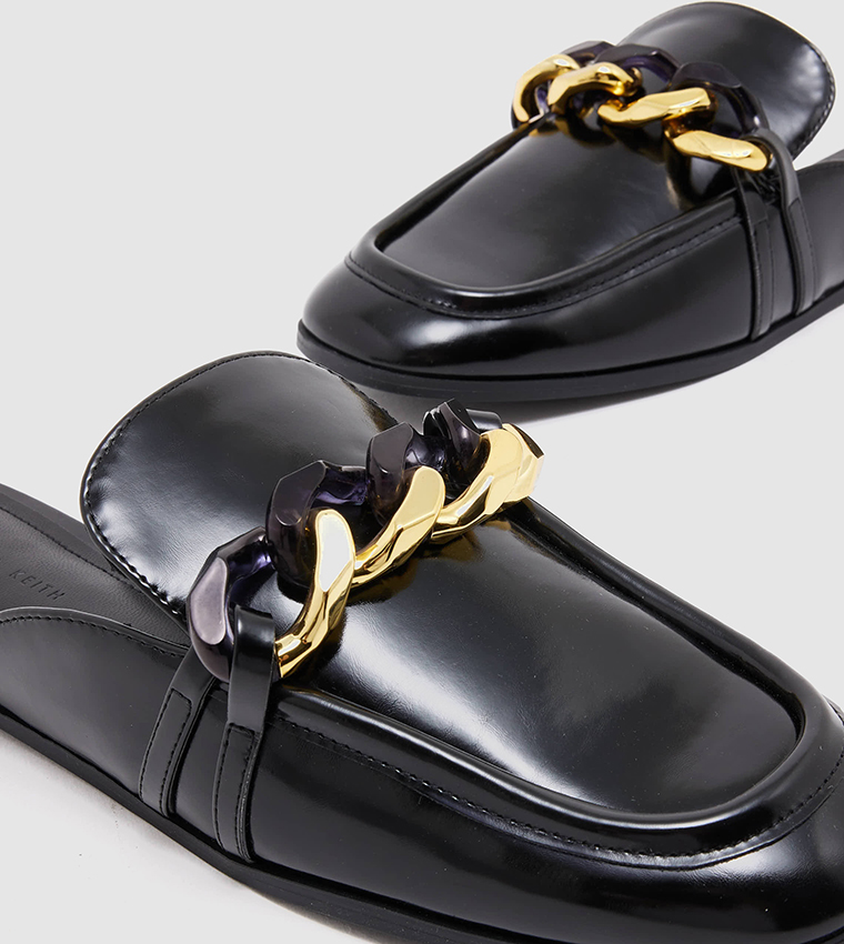 Chunky Chain-Strap Mules